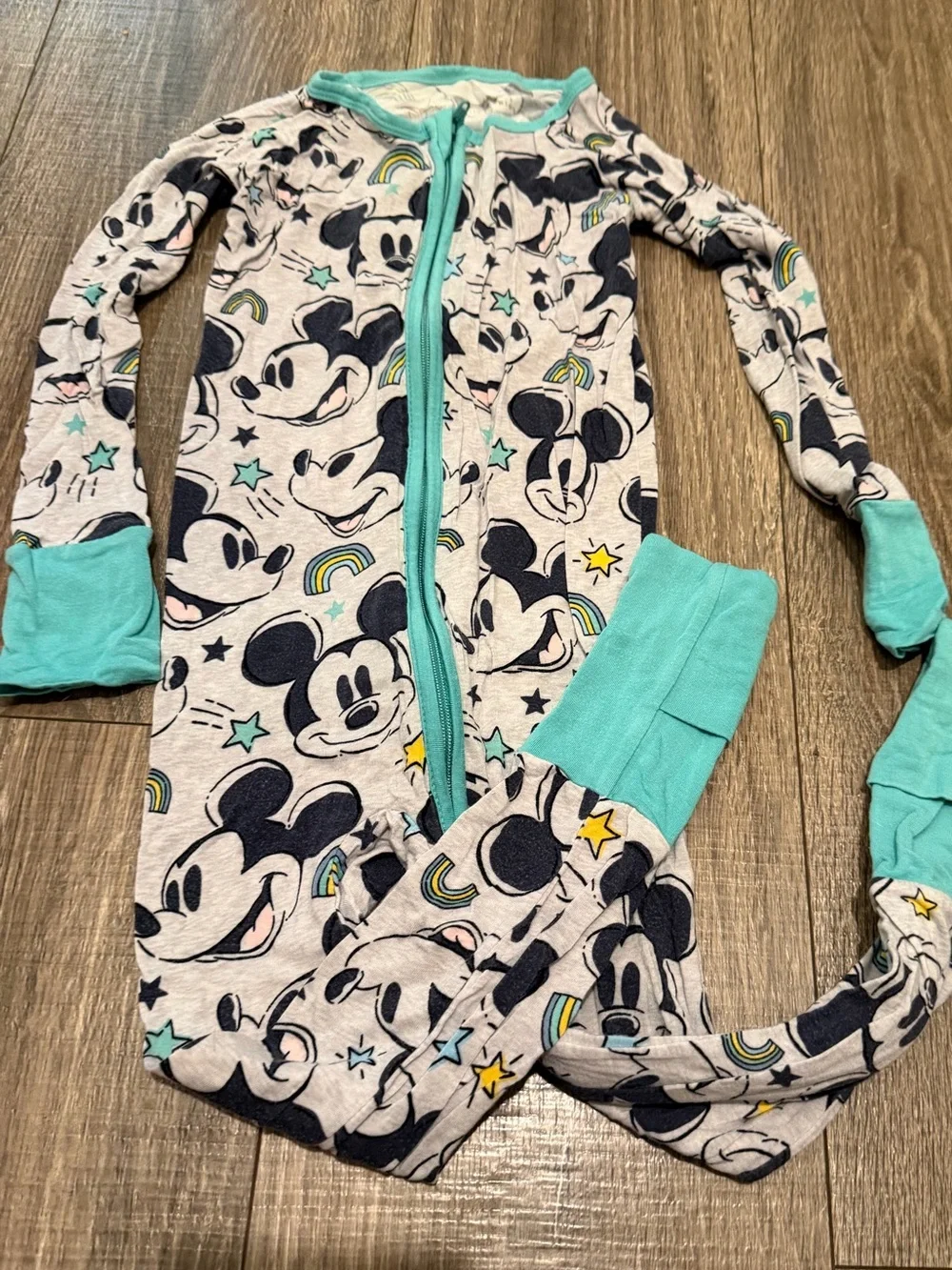 Little Sleepies Gray Mickey Mouse Zippies 2T